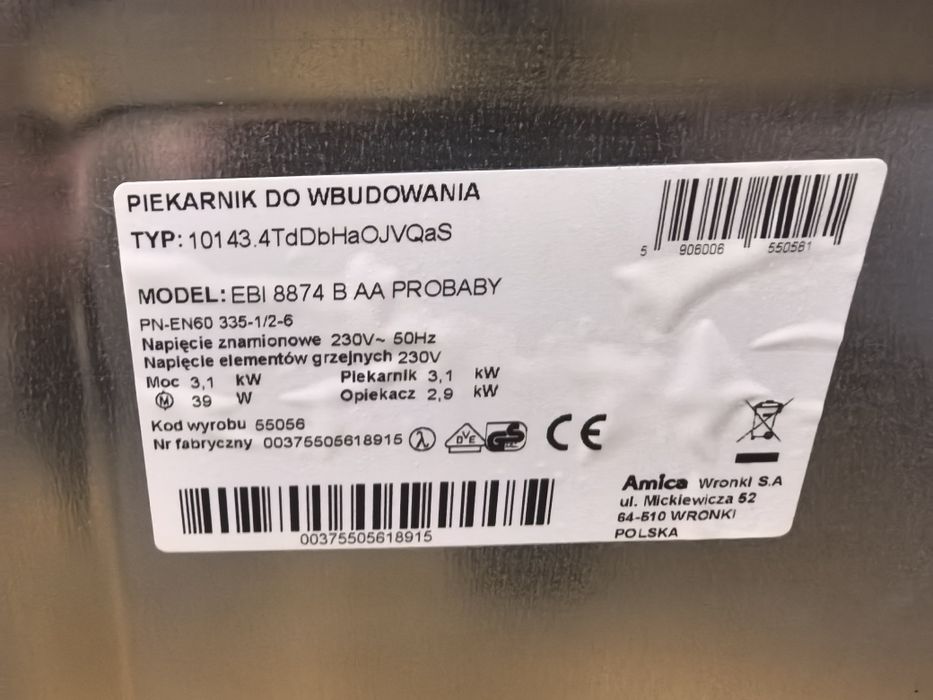 Piekarnik Amica do zabudowy