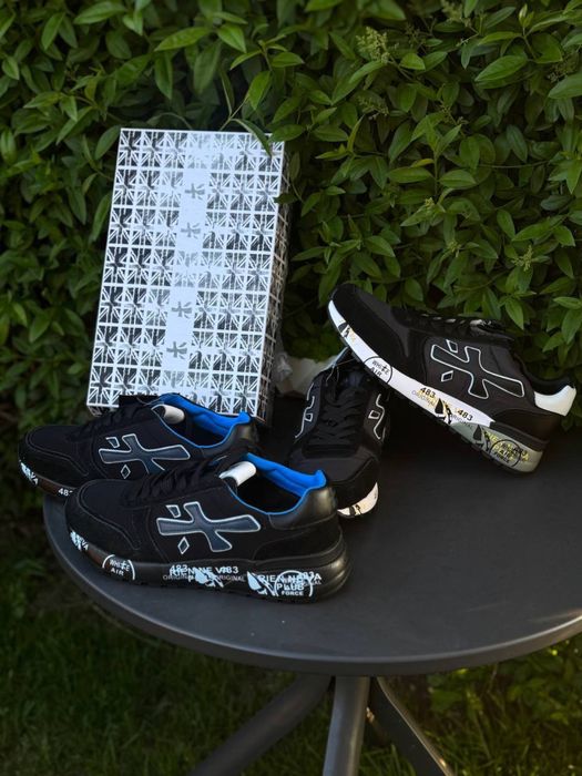 Кроссовки Premiata черные мужские летние  кроссовки Премиата спортивные темно-синие | Кросівки Premiata чоловічі чорні літні Преміата кросівки