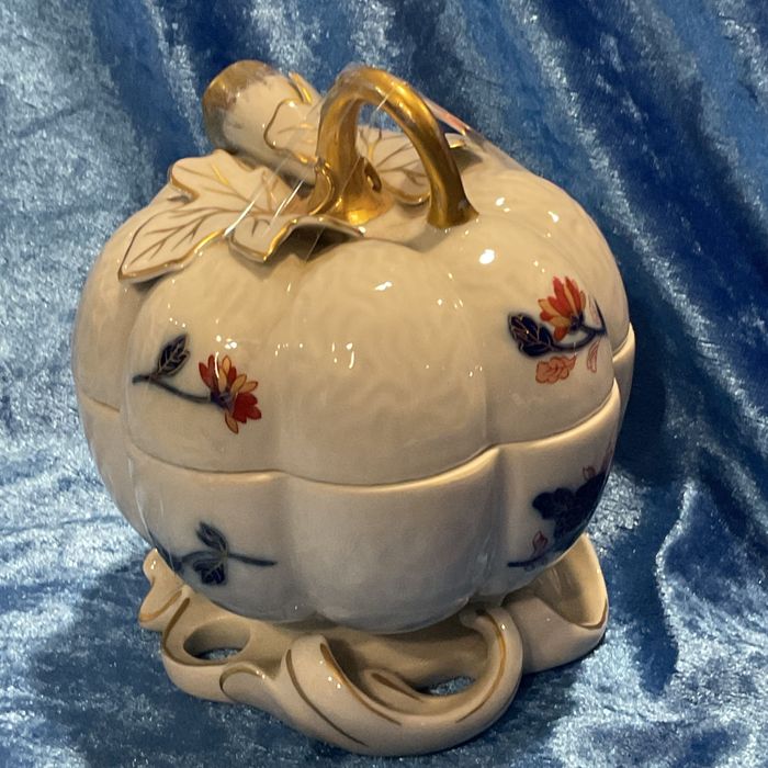 Caixa abóbora vintage pintura manual vista alegre alt,13 cm