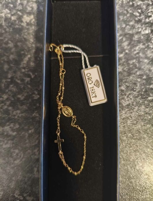 Pulseira Rosário de Ouro maciço 18kt