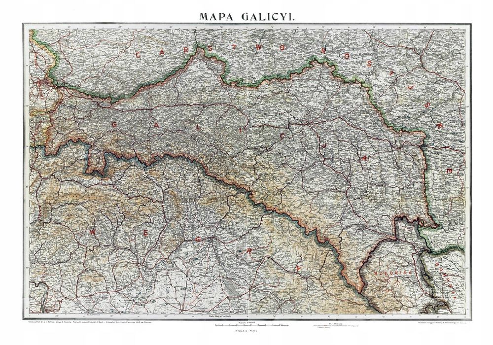 Mapa Galicji / Galicyi 1918 - 100x70cm - Herrich Alwin
