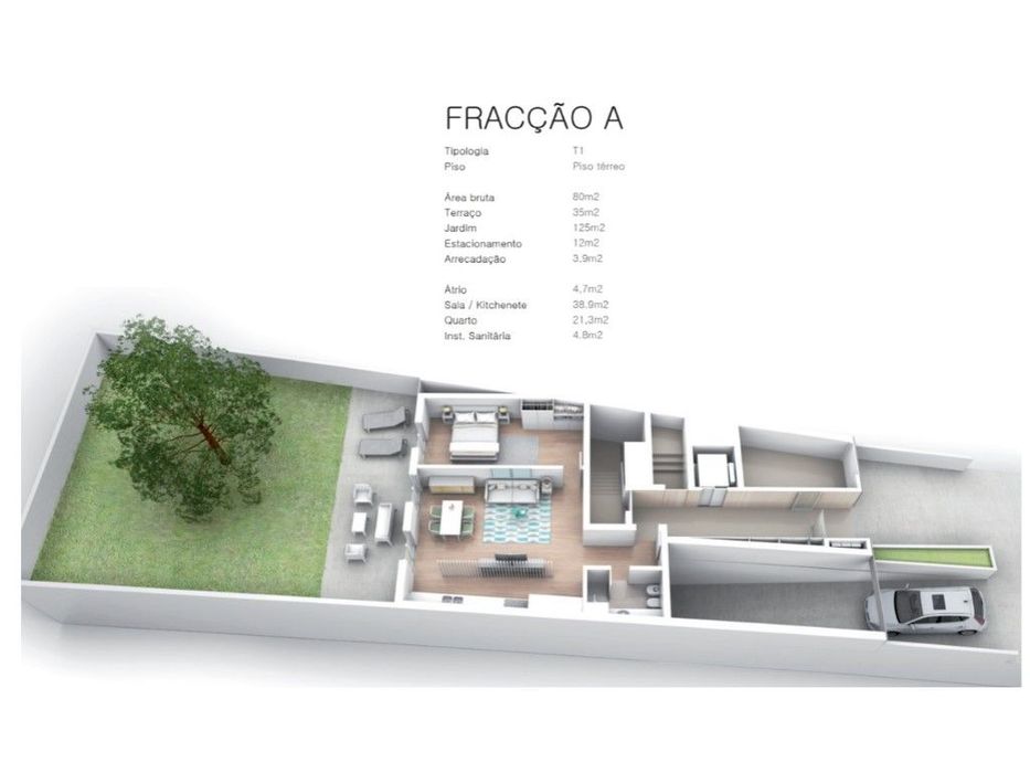 T1 c/ terraço e garagem junto ao Norte Shopping