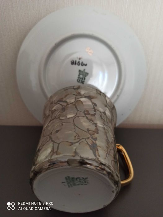 Filiżanka, spodek Aleksander, porcelana Włocławek