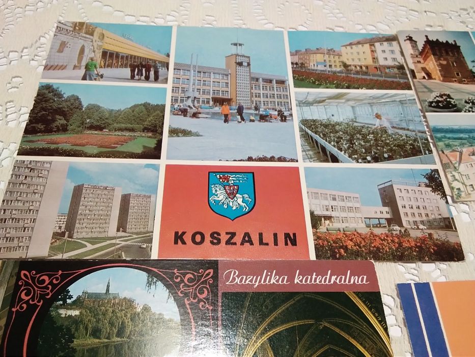 7 widokówek z PRL, Koszalin, Sandomierz, Kazimierz Dolny, Częstochowa.