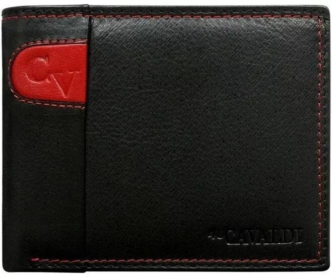 męski portfel cavaldi n992-scv rfid skóra naturalna czarny + czerwony