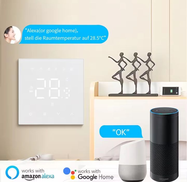 Терморегулятор WIFI білий чорний Tuya Smart Life  тепла підлога Avatto