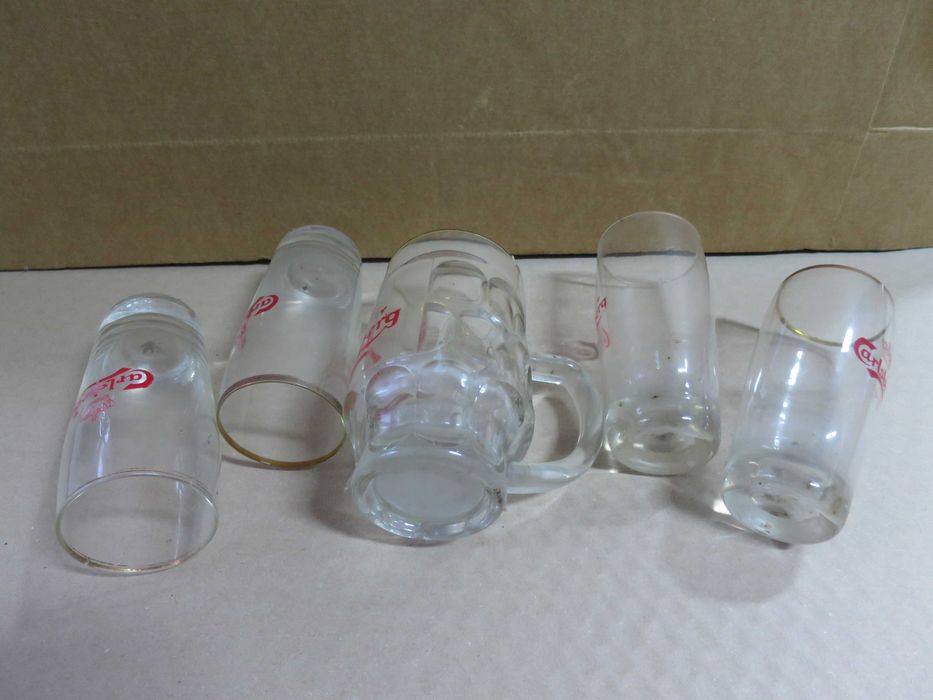 Copos e caneca Carlsberg cerveja antigos fino vintage em vidro