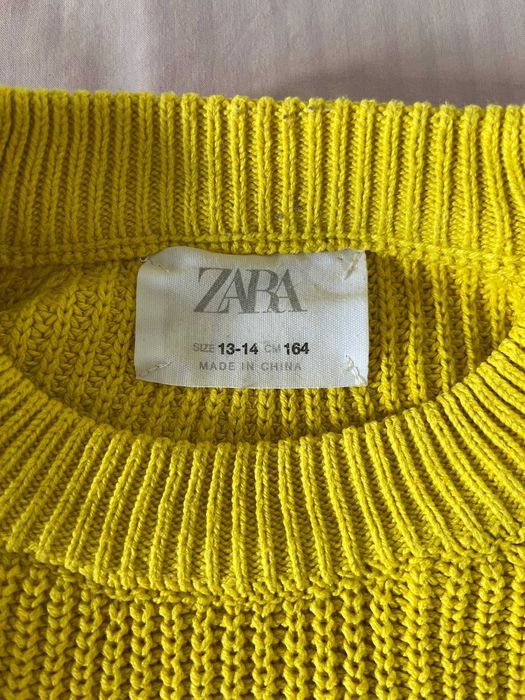Camisola curta de malha grossa Zara amarelo-lima, 13-14 anos