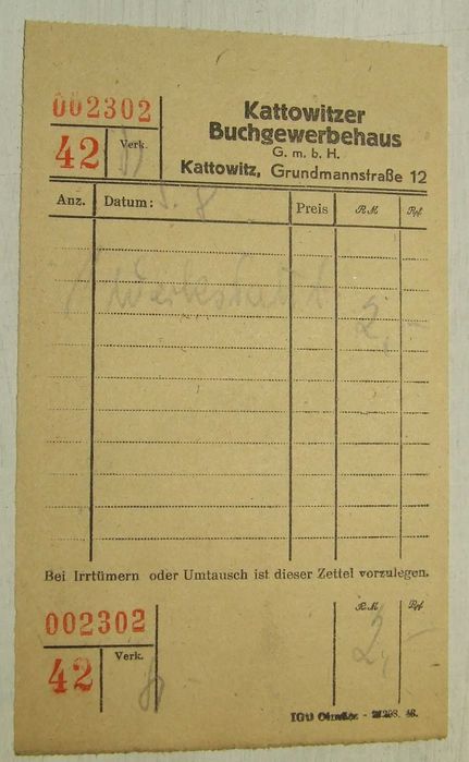 Przedwojenna karta biblioteczna stara reklama Katowice