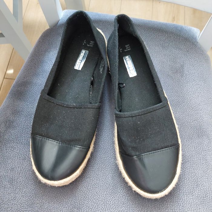 Czarne espadryle półbuty wsuwane jak nowe Primark 38 uk 5