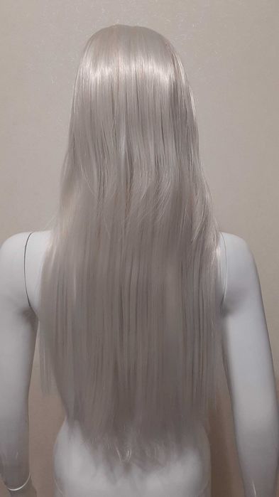 Парик платиновый блонд длинный прямые волосы без челки перука