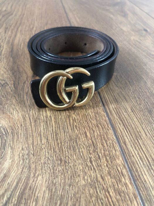 Pasek ze skóry naturalnej z klamrą GG