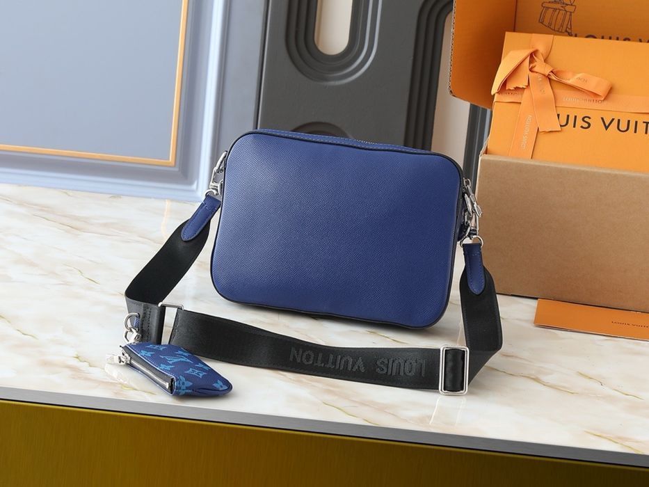 LOUIS VUITTON TRIO 3v1 messenger blue синяя мужская сумка кожаная