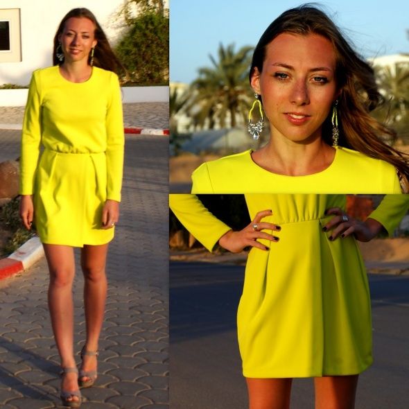 Limonkowa sukienka H&M Unikat Nowa