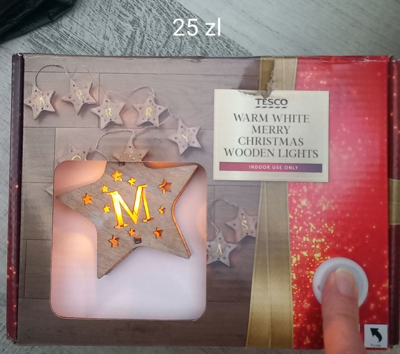 Lampki świąteczne drewniane nowe