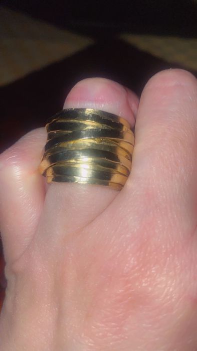 Pierścionek gruby pleciony złoty rozmiar 13