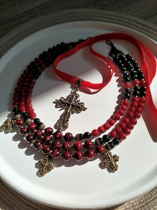 Українське червоне намисто коралі зі згардою до вишиванки красные бусы