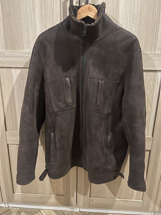 Kożuch męski naturalny brazowy