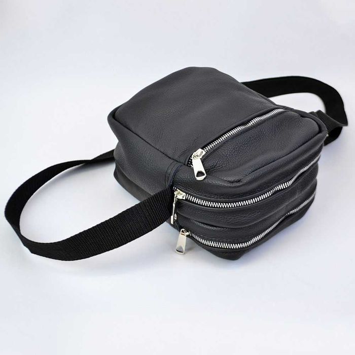 Чоловіча шкіряна сумка-месенджер барсетка з натуральної шкіри 4 кишені