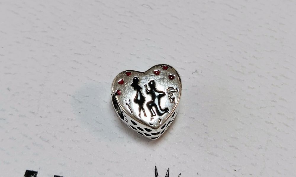 Charm's srebrny dwustronny zaręczyny S925