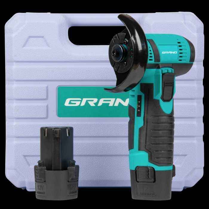 Міні болгарка акумуляторна Grand МШУ-12Li (75мм диск/12V, 2x2Аг)