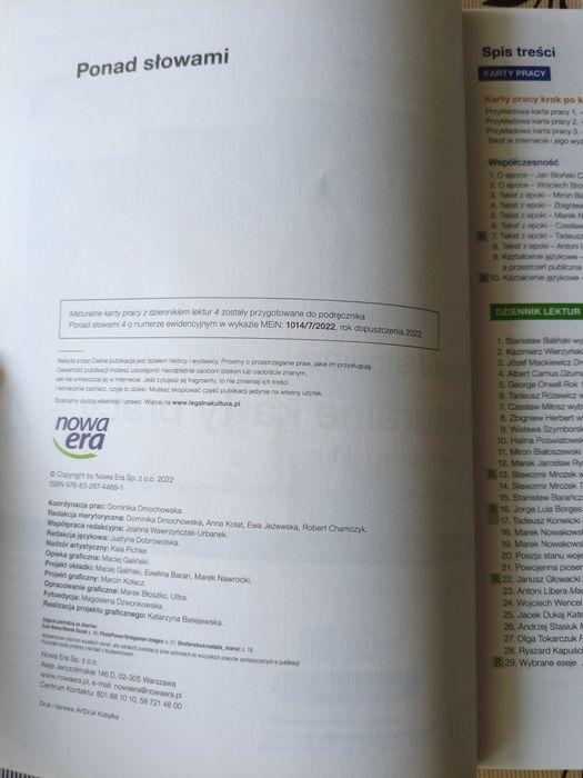 Ponad słowami 4 karta pracy matura nowa era