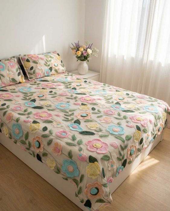 Super King Size Grace Cotton Bed Sheet 2 Pillow Covers