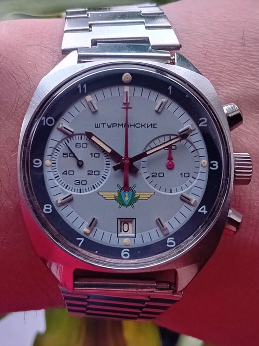 Часы хронограф Полет "Штурманские"  нержавеющей стали с браслетом СССР