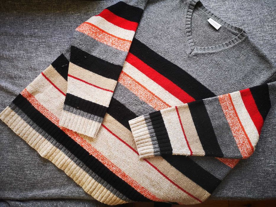 Canda at C&A sweter wełniany w paski r. 48/50/ XL