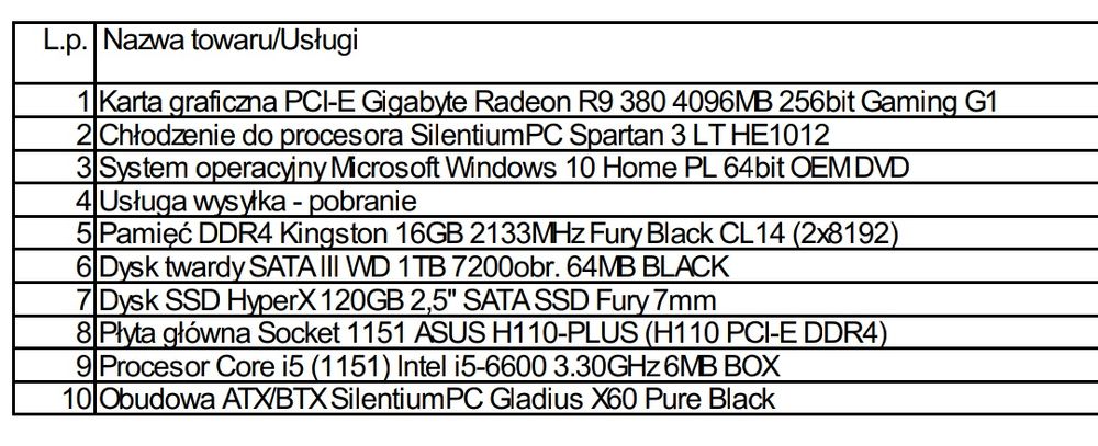 Komputer stacjonarny zestaw i5, Radeon R9 380, 16 GB ram, win10