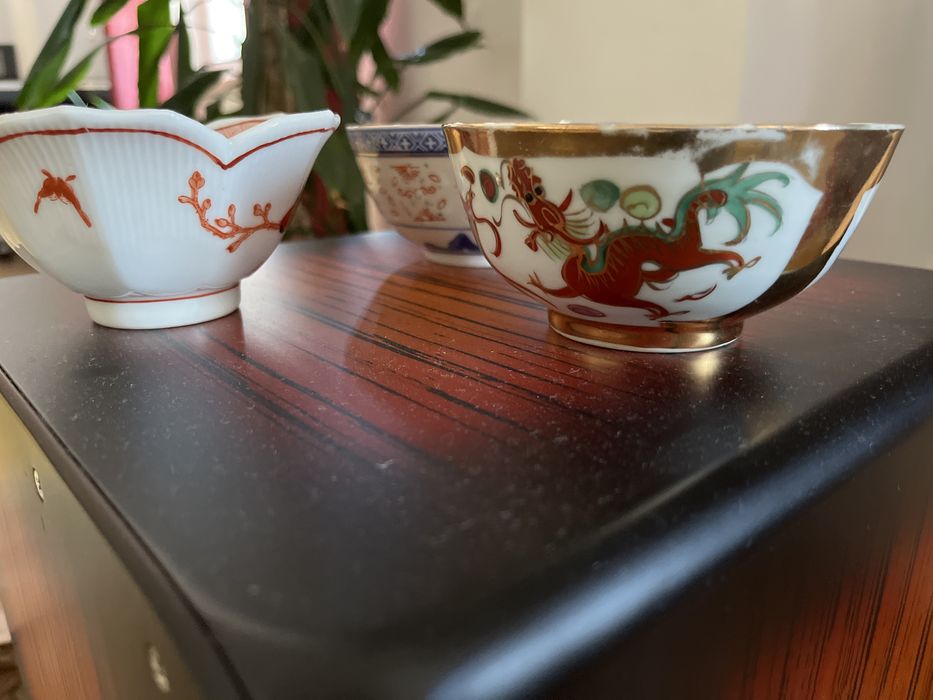 Conjunto de 3 taças de louça chinesa