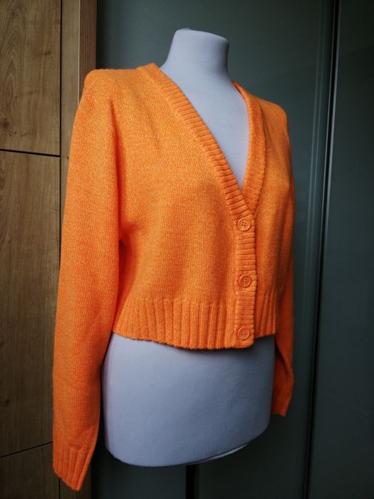 Sweter damski akrylowy pomarańczowy neonowy  krótki M /38/10 H&M
