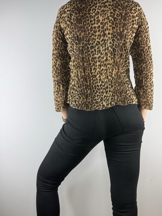 Stylowa brązowa bluzka koszula w panterkę rozmiar XL