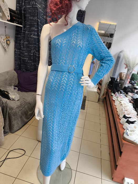 Piękna długa sukienka niebieska s m l