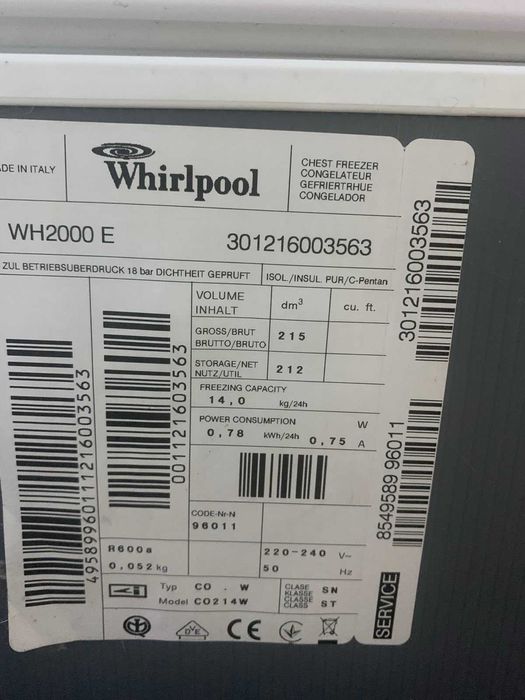 Морозильна камера Whirlpool, 204 л