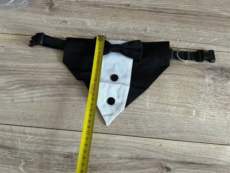 elegancka bandana z muszką i kołnierzykiem dla psa,