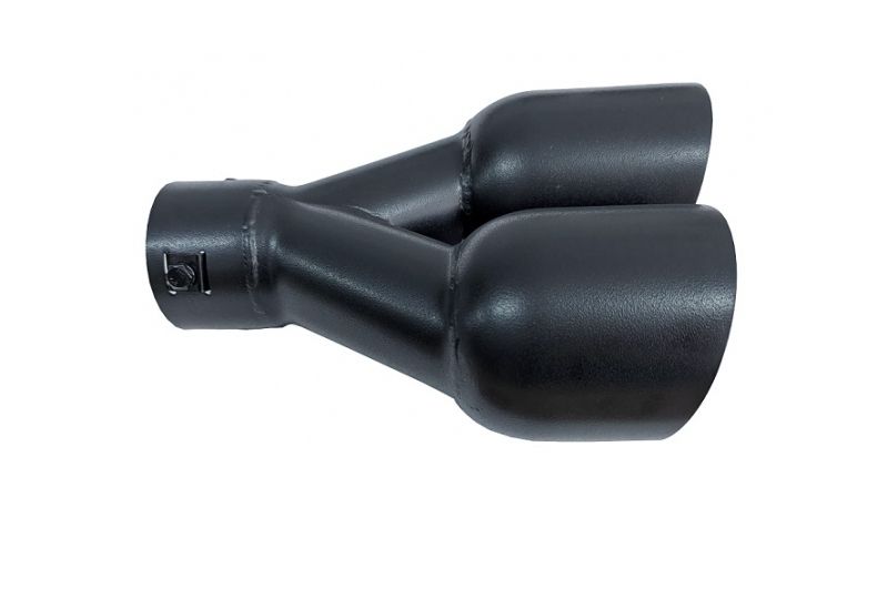 PONTEIRA DE ESCAPE INOX DE DUPLA SAÍDA 89MM PRETO MATE - ESQUERDA