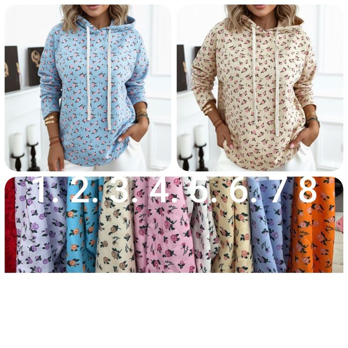 Bluza /kaptur oversizie kwiatuszki