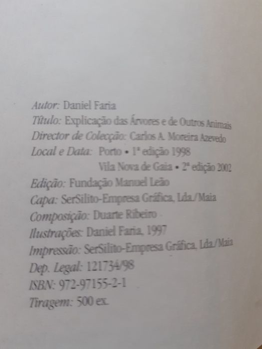 Daniel Faria, explicação das árvores e de outros animais