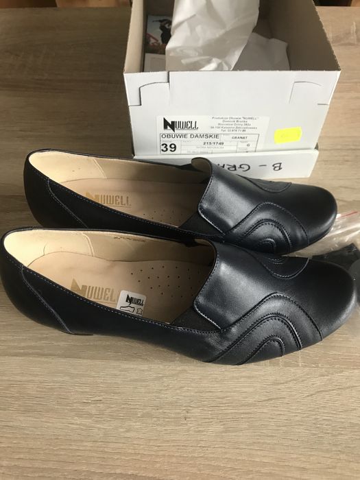 Granatowe damskie buty skóra naturalna rozmiar 39/40