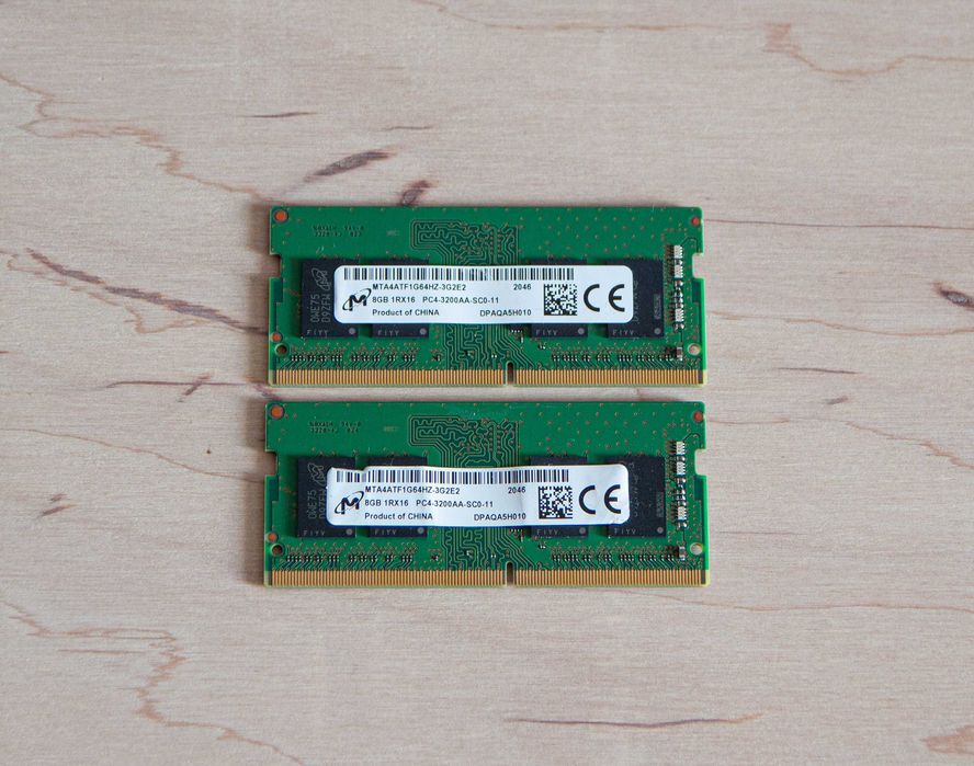 Micron 16Gb 3200MHz DDR4 2*8Gb•Оперативна пам'ять для ноутбука So-Dimm 1Rx8•ОЗУ для ноутбука, модуль пам'яті MTA4ATF1G64HZ-3G2E2, оперативка