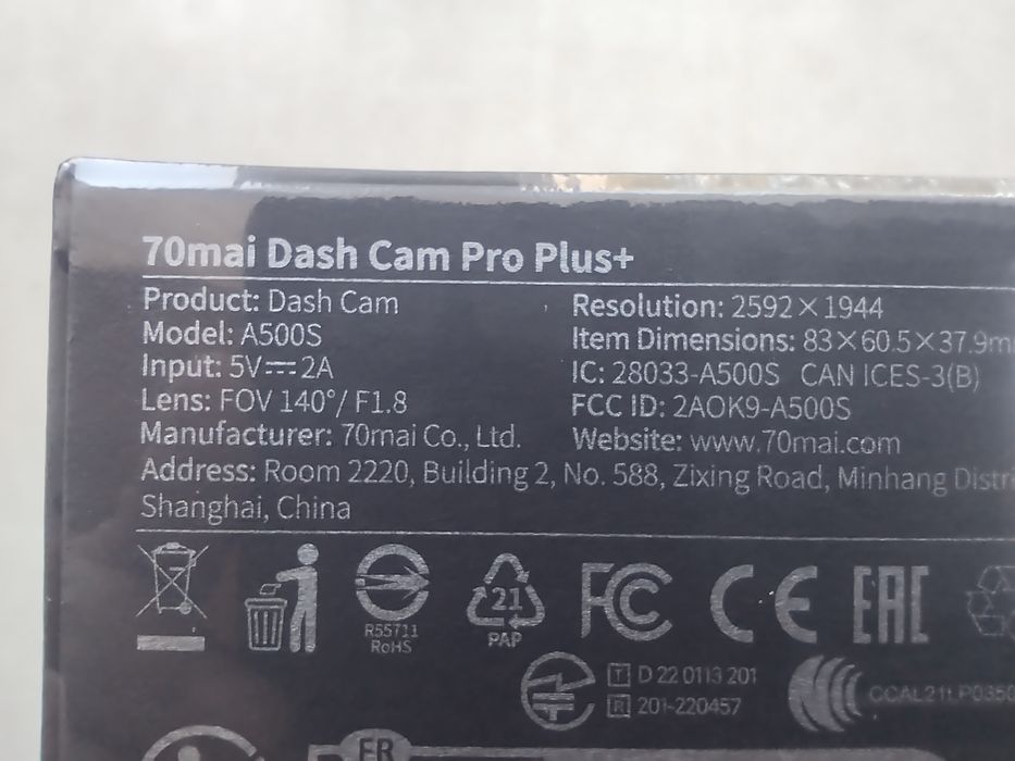 NOWA! Kamera samochodowa 70mai Dash Cam Pro Plus+ A500S Wideorejestrator