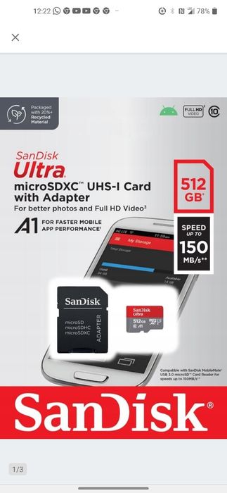 Sandisk Ultra sd sdhx sdhc 512 Gb