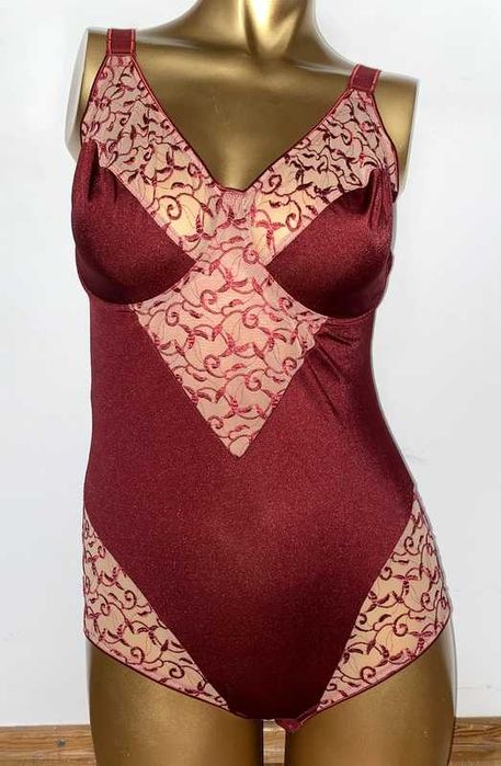 Body 100E czerwono-beżowe gorset miękki