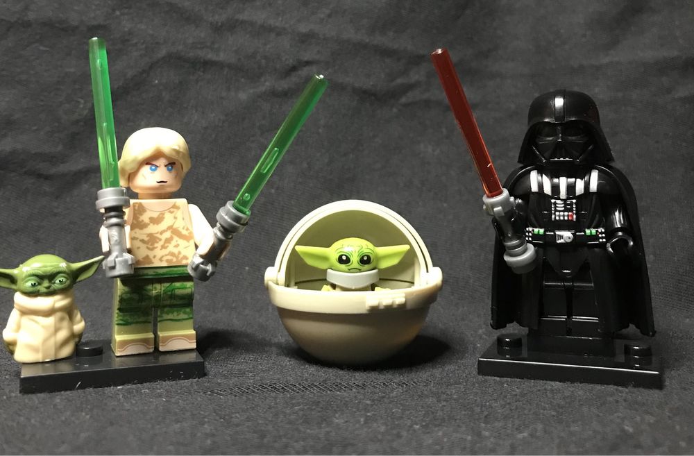 Фигурки Лего Star War. Дарт Вейдер, Люк Скайуокер, Йода, Грогу.