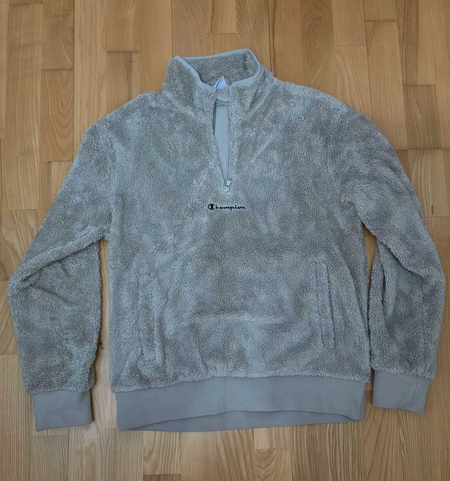 Champion Polar Teddy Half Zip – beżowy polar sherpa z haftem