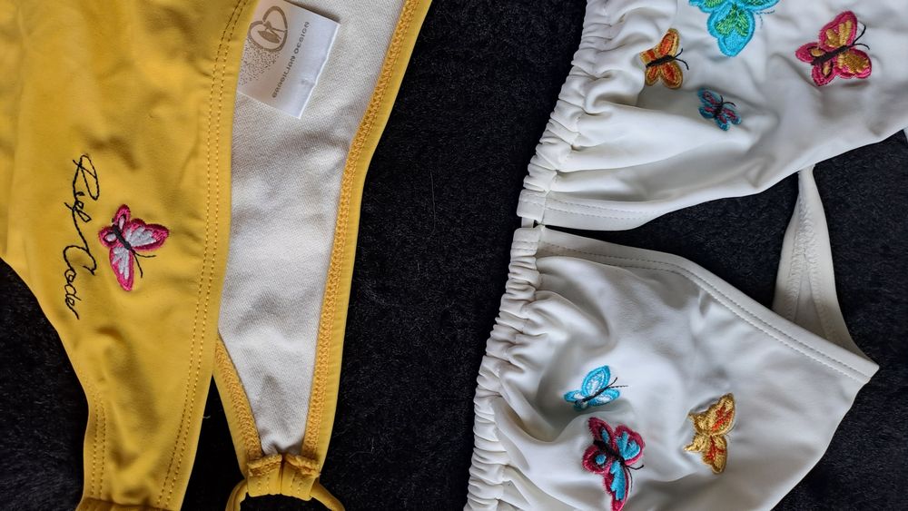 Żółte bikini L XL markowe motylki
