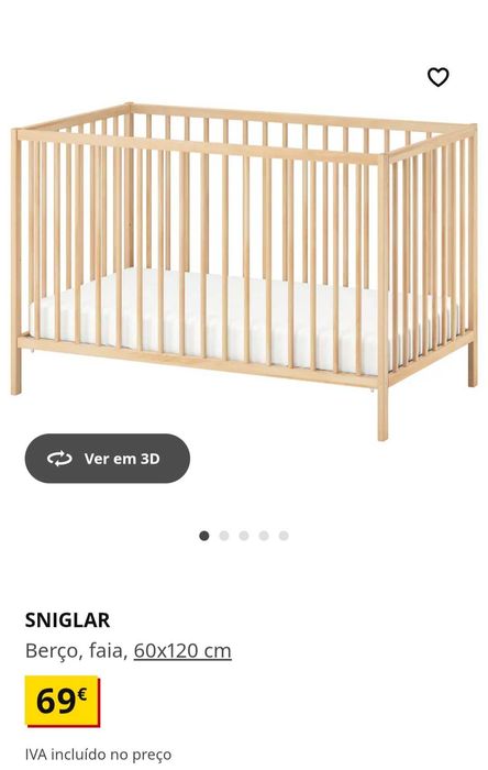 Berço SNIGLAR + colchão e capa marca ikea