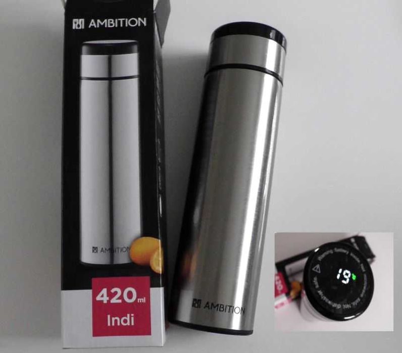 Butelka termiczna Termos Kubek Indi LCD Ambition 420ml srebrny