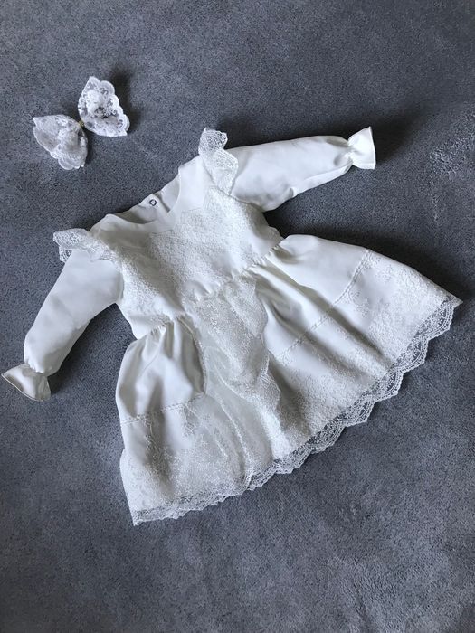 Komplet na chrzest Milulove, chrzciny, sukienka, opaska kokarda 74